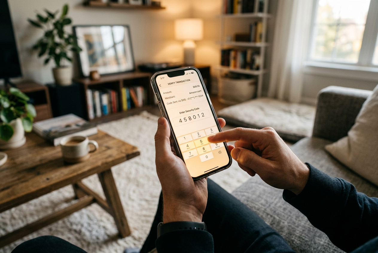A person verifying a payment on their phone
